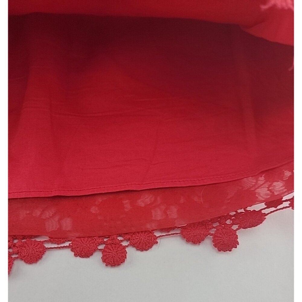 J. Crew Daisy Floral Crochet Lace Mini Skirt Size 00 Red Pink Emblished Preppy - Picture 6 of 11